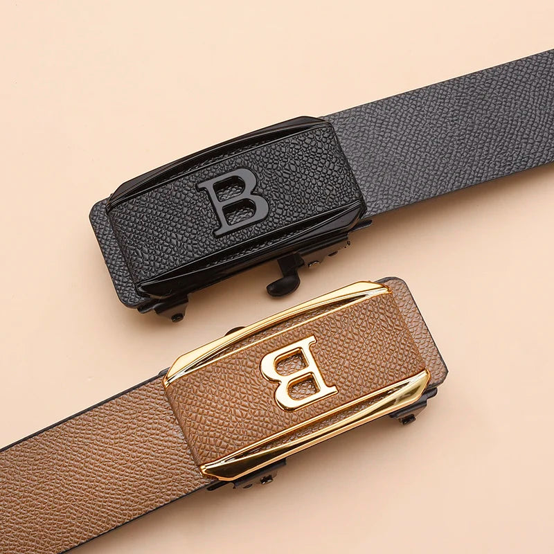 The New Buckle Toothless Automatic Buckle Belt Men'S Casual Style Business All-Match Waist Belt Personality Youth Trendy Pants