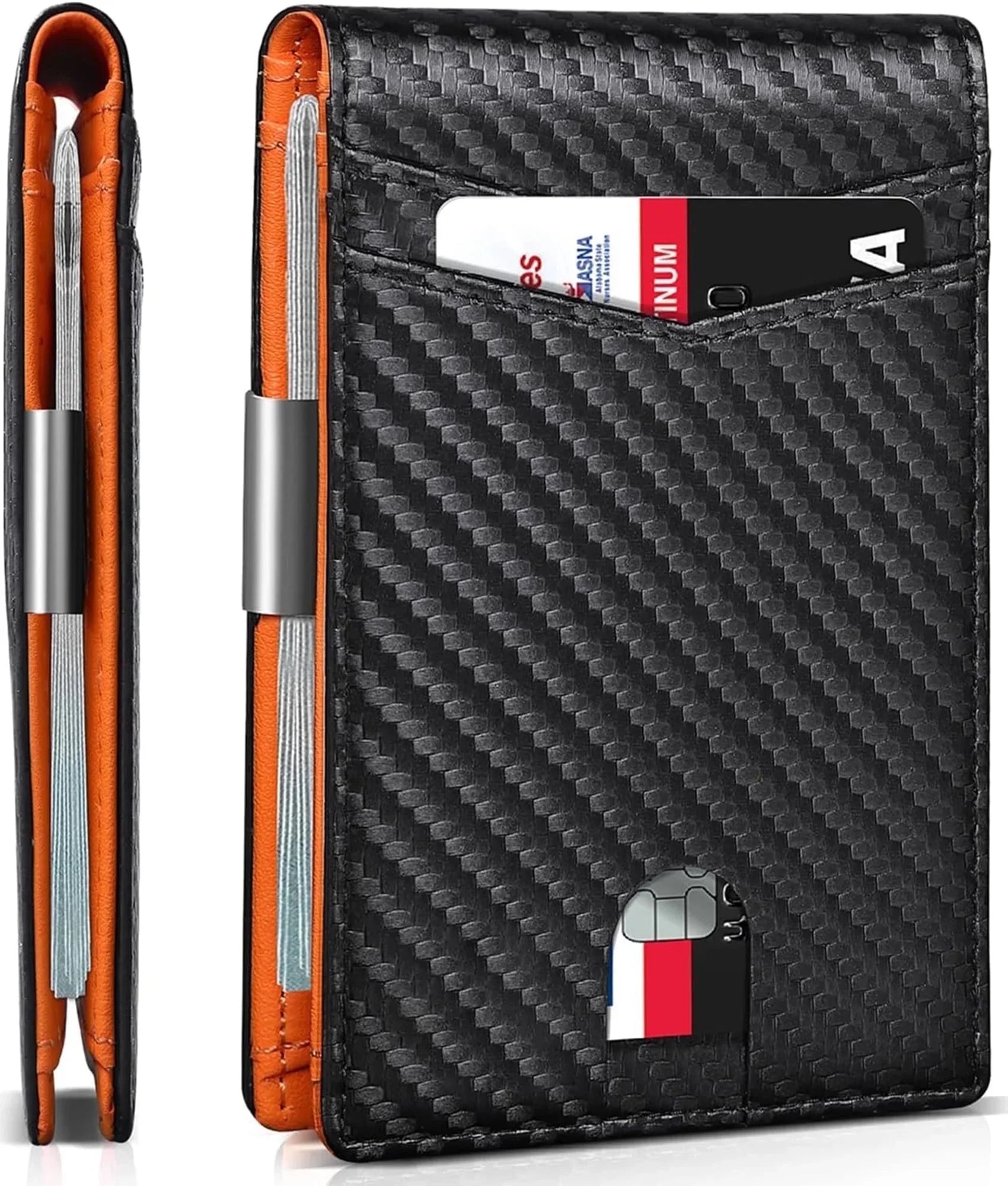 Wallet for Men Slim, Genuine Leather Minimalist Mens Wallet RFID Blocking Credit Card Holder with Money Clip, Best Gift