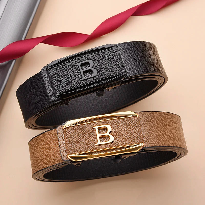 The New Buckle Toothless Automatic Buckle Belt Men'S Casual Style Business All-Match Waist Belt Personality Youth Trendy Pants